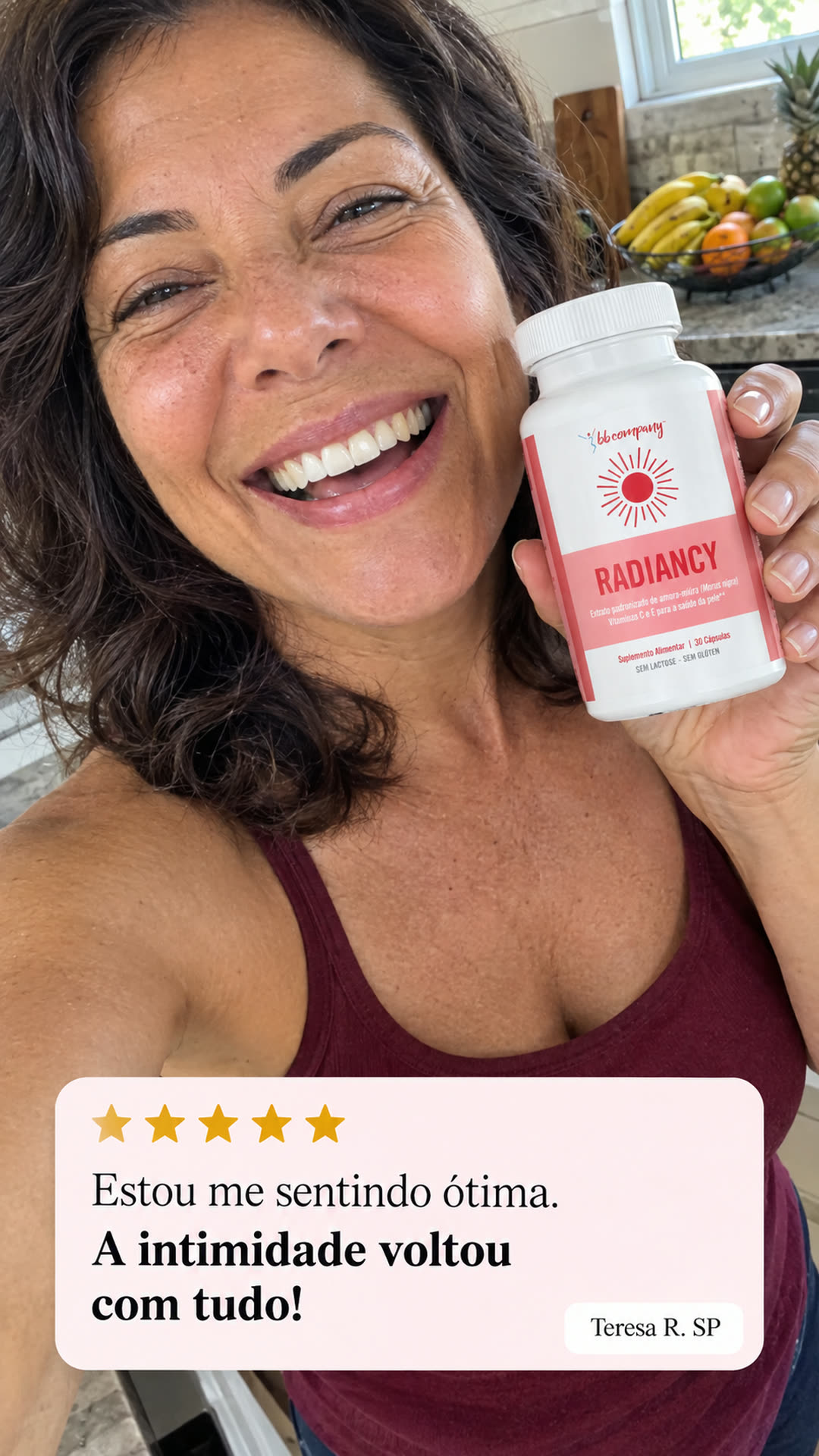 Cliente mostrando o resultado com o Radiancy